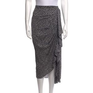 MICHAEL KORS COLLECTION Silk Crepe de Chine Animal Print Midi Skirt